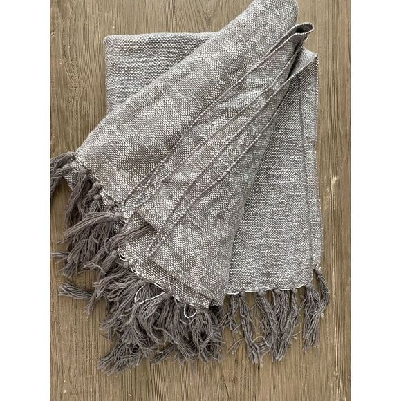 Threshold Darker Taupe Fringed Edge Throw Blanket - Picture 5 of 5